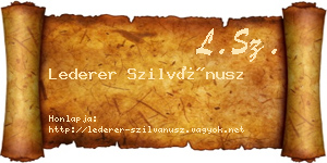 Lederer Szilvánusz névjegykártya